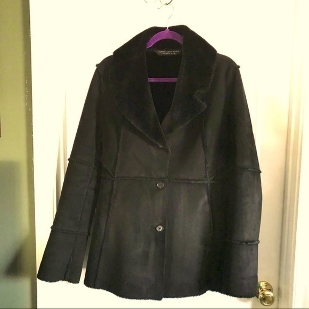 Marc New York faux fur lined faux suede coat Sz M